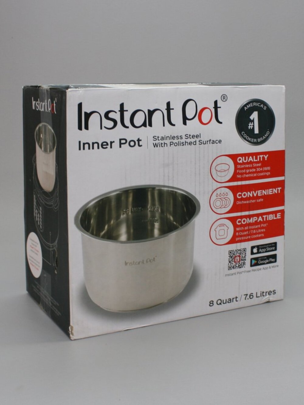 Instant Pot Inner Replacement Stainless Steel 8 Quart Polished Surface SSPot 80